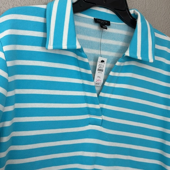Women’s Talbots Petites Pullover Sweatshirt with Collar Striped, XLP, Blue White - Picture 2 of 6
